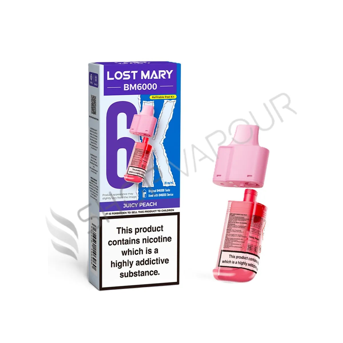 Juicy Peach BM6000 Prefilled Pod & Refill by Lost Mary