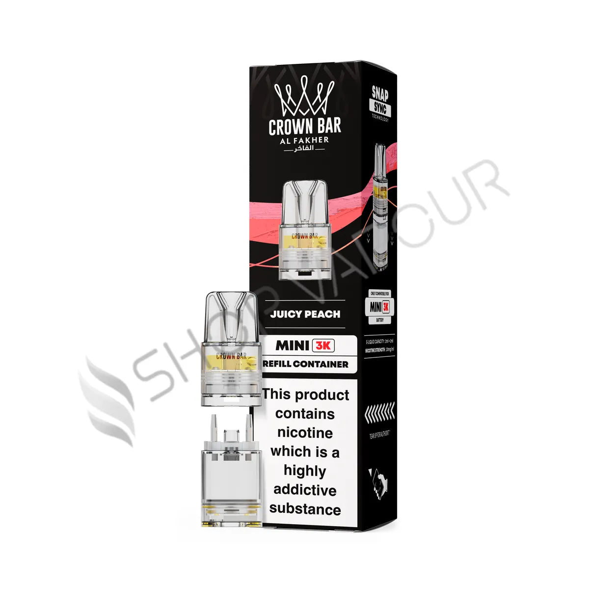 Juicy Peach Crown Bar Mini 3K Prefilled Pod & Refill by Al Fakher