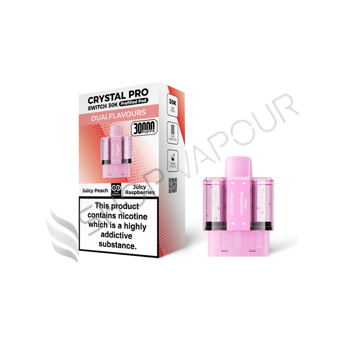 Juicy Peach / Juicy Raspberries Switch 30K Prefilled Pods by Crystal Pro