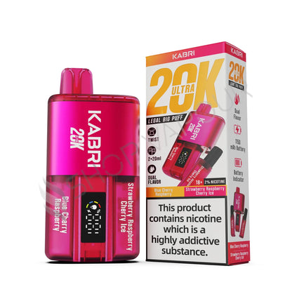 Kabri Ultra 20K Puffs Disposable Vape - Blue Cherry Raspberry and Strawberry Raspberry Cherry Ice