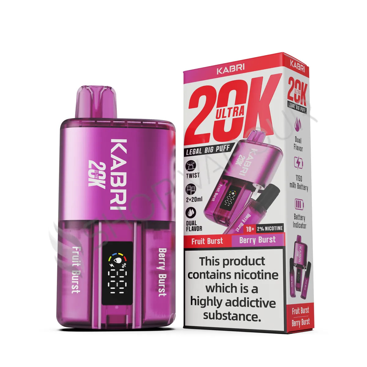 Kabri Ultra 20K Puffs Disposable Vape - Fruit Burst and Berry Burst