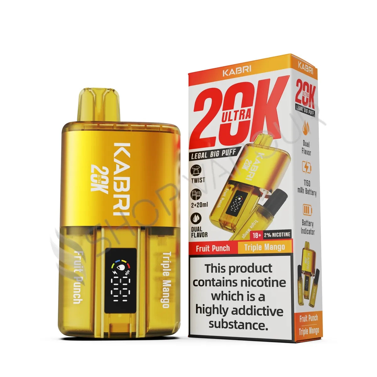 Kabri Ultra 20K Puffs Disposable Vape - Fruit Punch and Triple Mango