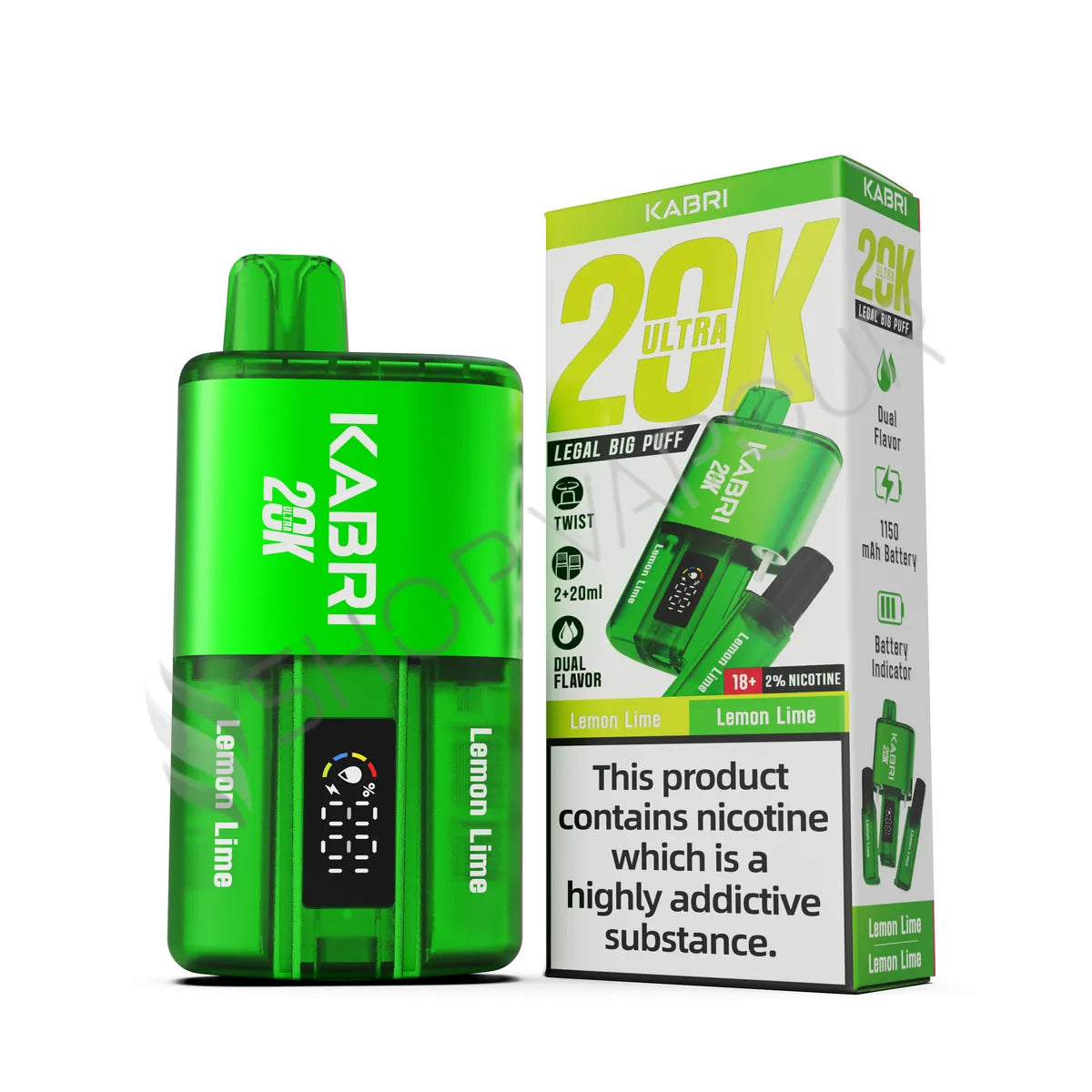 Kabri Ultra 20K Puffs Disposable Vape - Lemon Lime and Lemon Lime