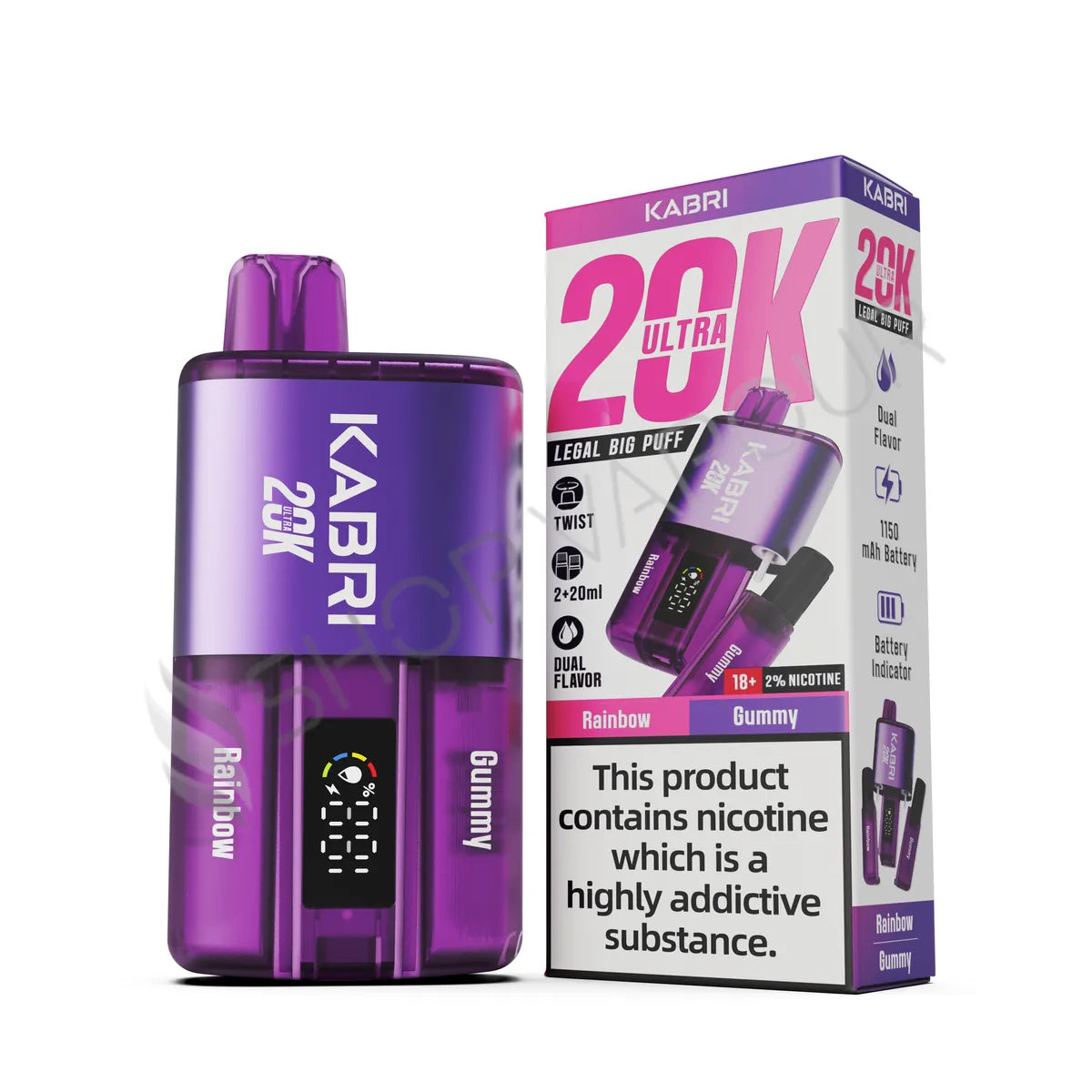 Kabri Ultra 20K Puffs Disposable Vape - Rainbow and Gummy