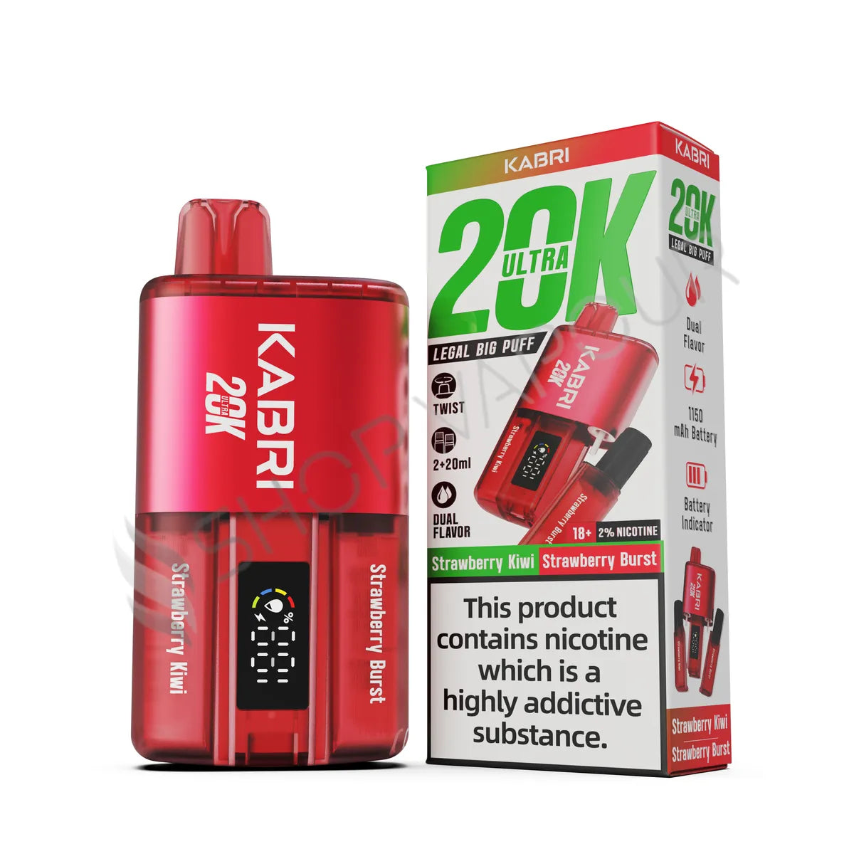 Kabri Ultra 20K Puffs Disposable Vape - Strawberry Kiwi and Strawberry Burst