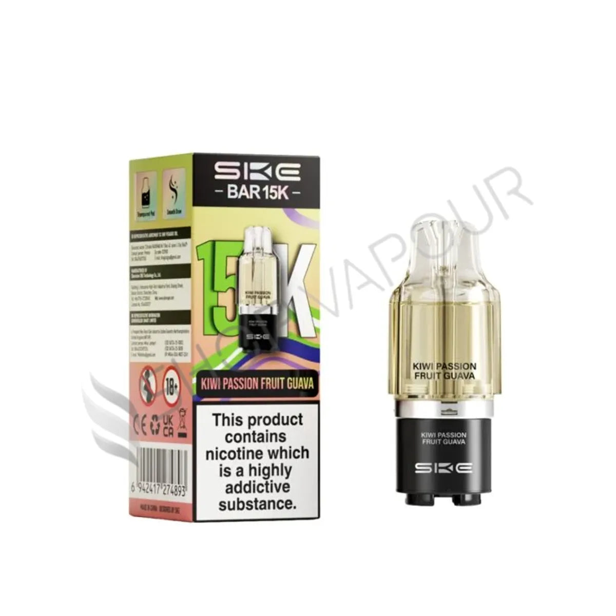 Kiwi Passion Fruit Guava Bar 15K Prefilled Pod & Refill by SKE