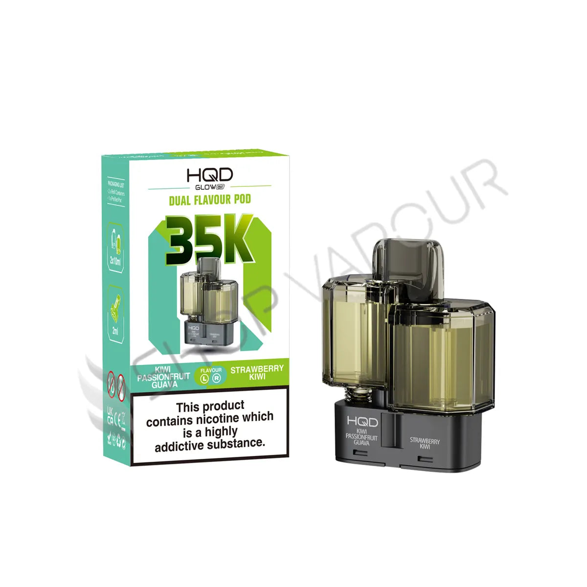 Kiwi Passionfruit Guava & Strawberry Kiwi Glow Air 35K Prefilled Pod & Refill by HQD