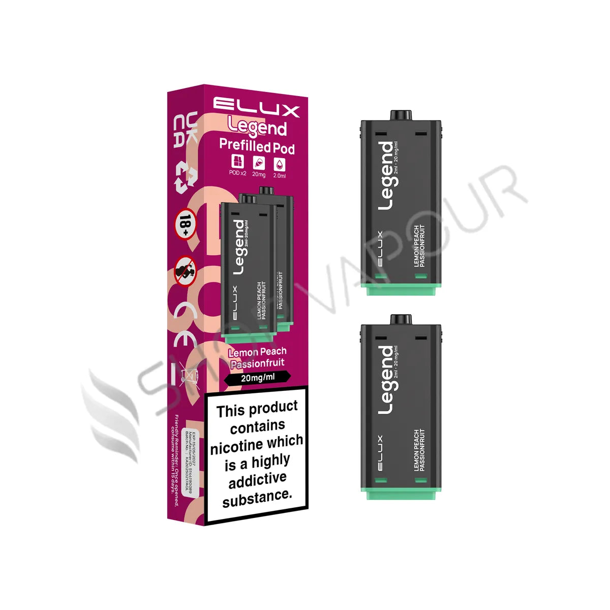 Lemon Peach Passion Fruit 1500 Prefilled Pods by Elux Legend