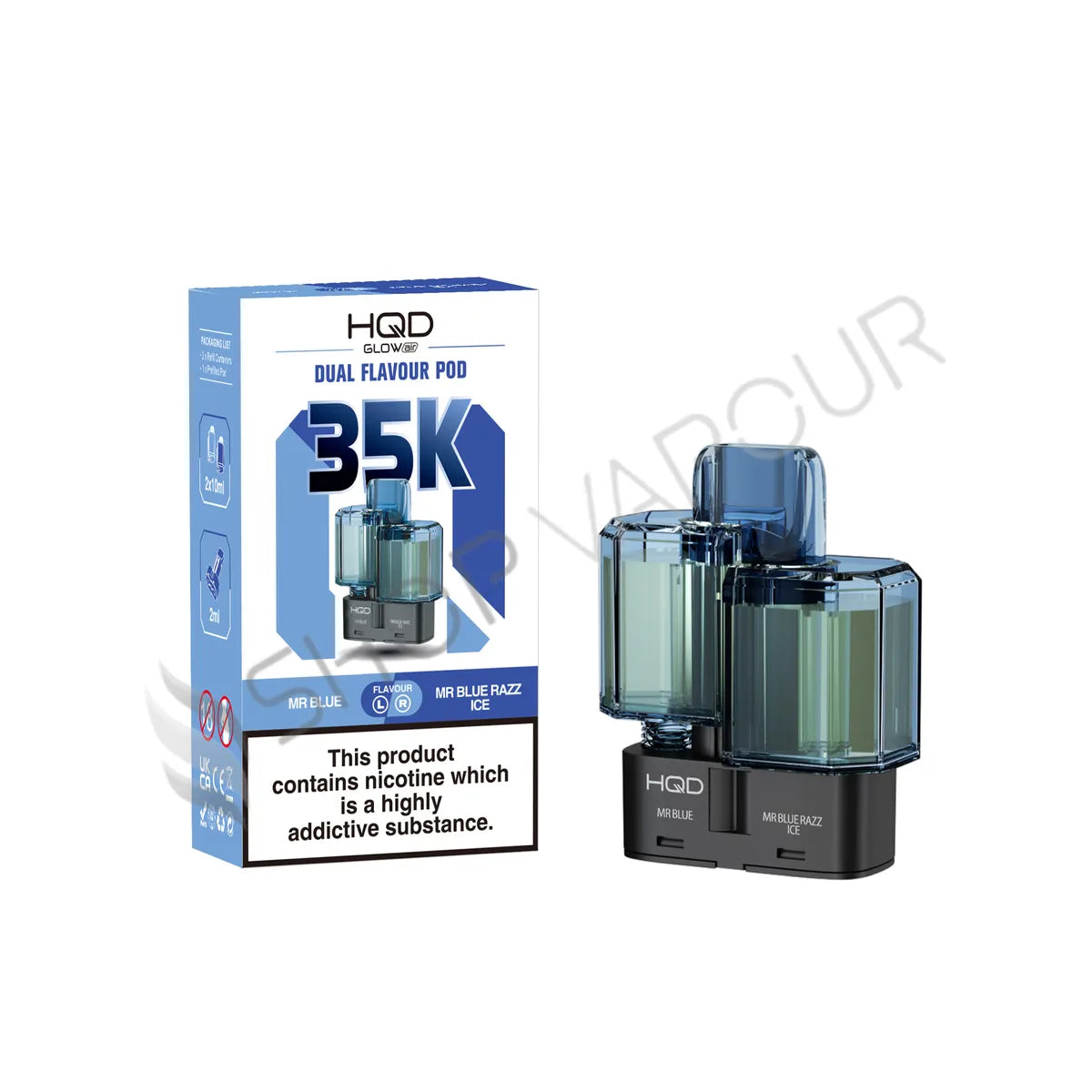 Mr Blue & Mr Blue Razz Ice Glow Air 35K Prefilled Pod & Refill by HQD