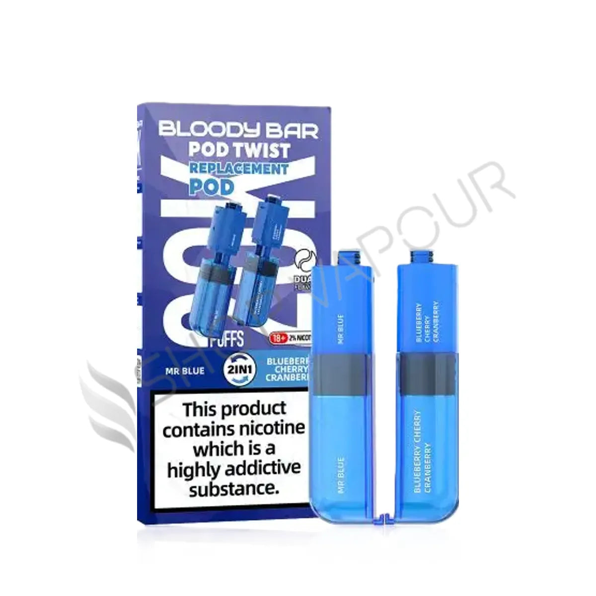 Mr. Blue / Blueberry Cherry Cranberry Ultra Twist 20K Prefilled Pod & Refill by Bloody Bar