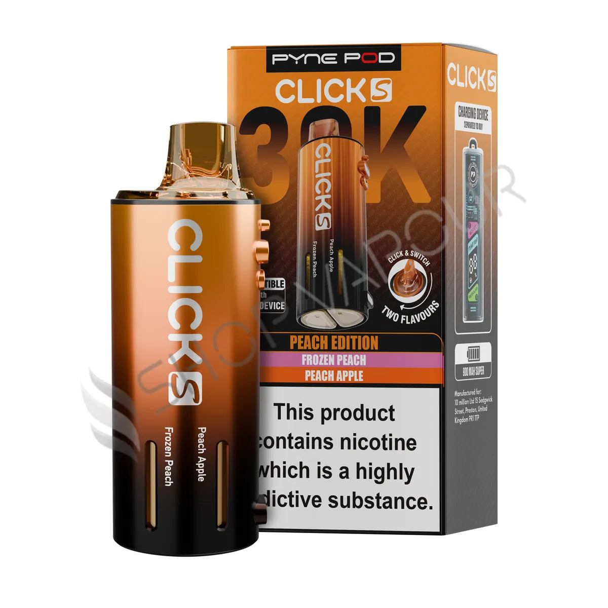 Peach Edition Click S 30K Prefilled Pod & Refill by Pyne Pod