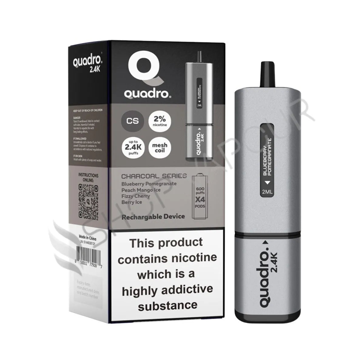 Quadro 2.4K Prefilled Pod Kit - Charcoal Series