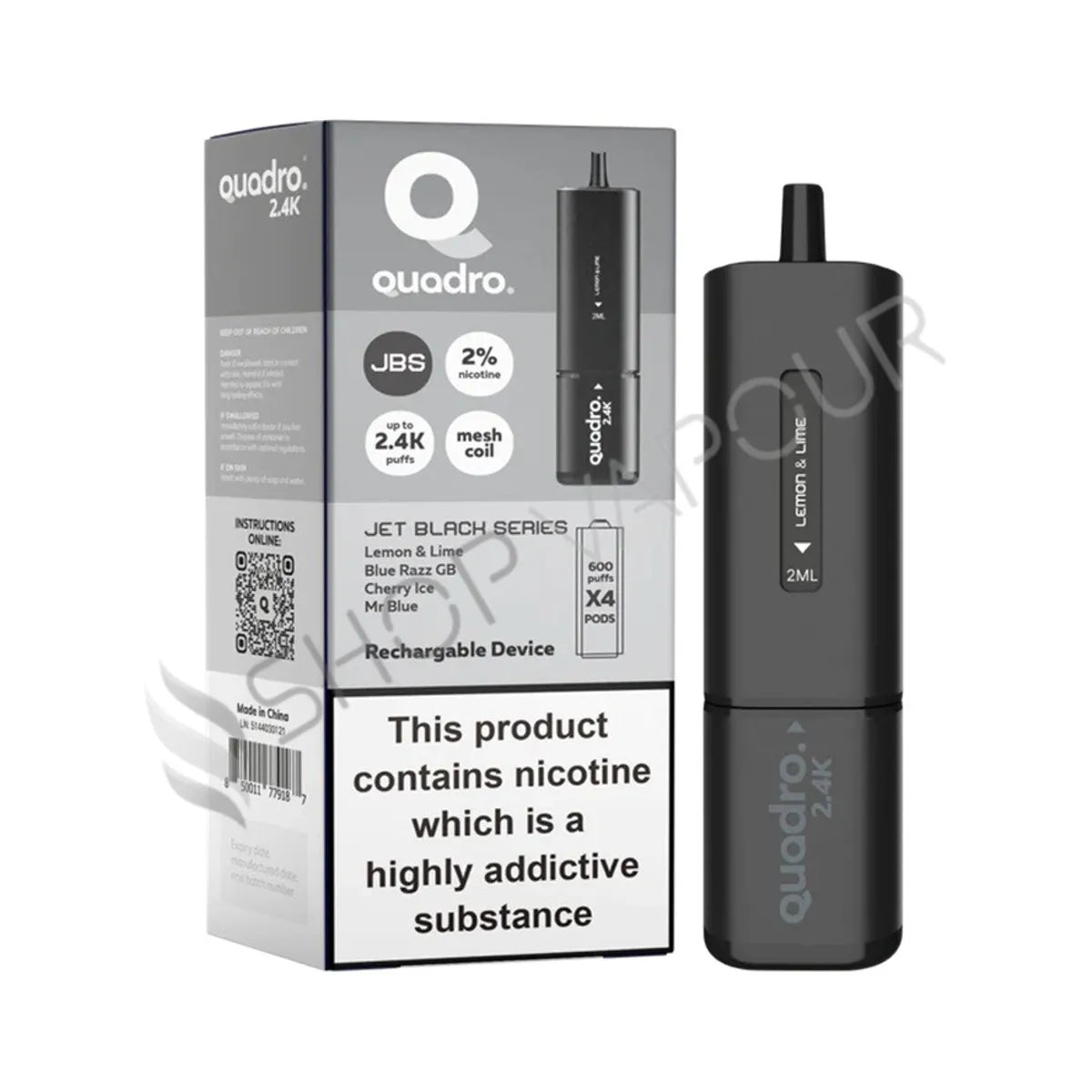 Quadro 2.4K Prefilled Pod Kit - Jet Blsck Series