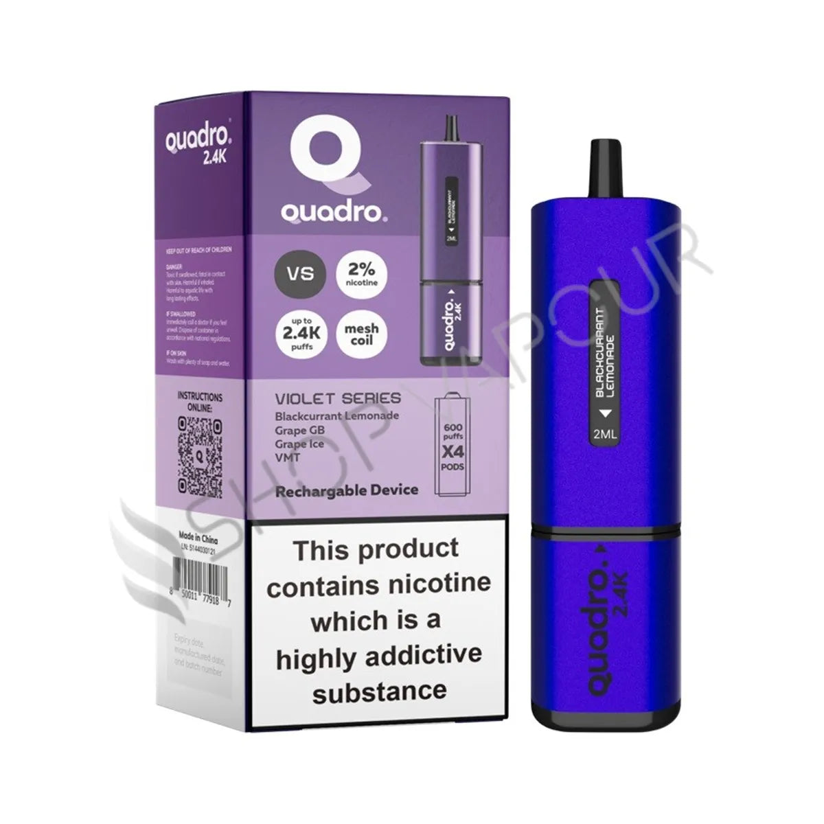 Quadro 2.4K Prefilled Pod Kit - Violet Series