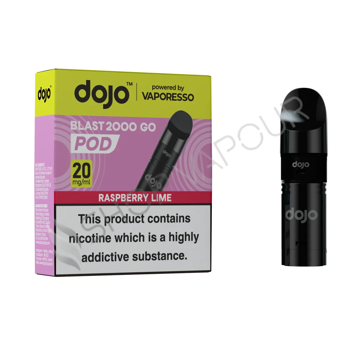 Raspberry Lime Dojo Blast 2000 Go Prefilled Pod & Refill by Vaporesso