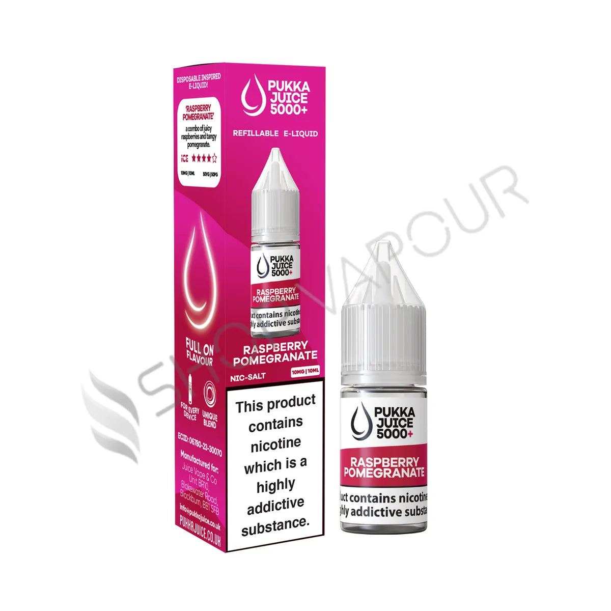 Raspberry Pomegranate Nic Salt E-Liquid by Pukka Juice 5000+