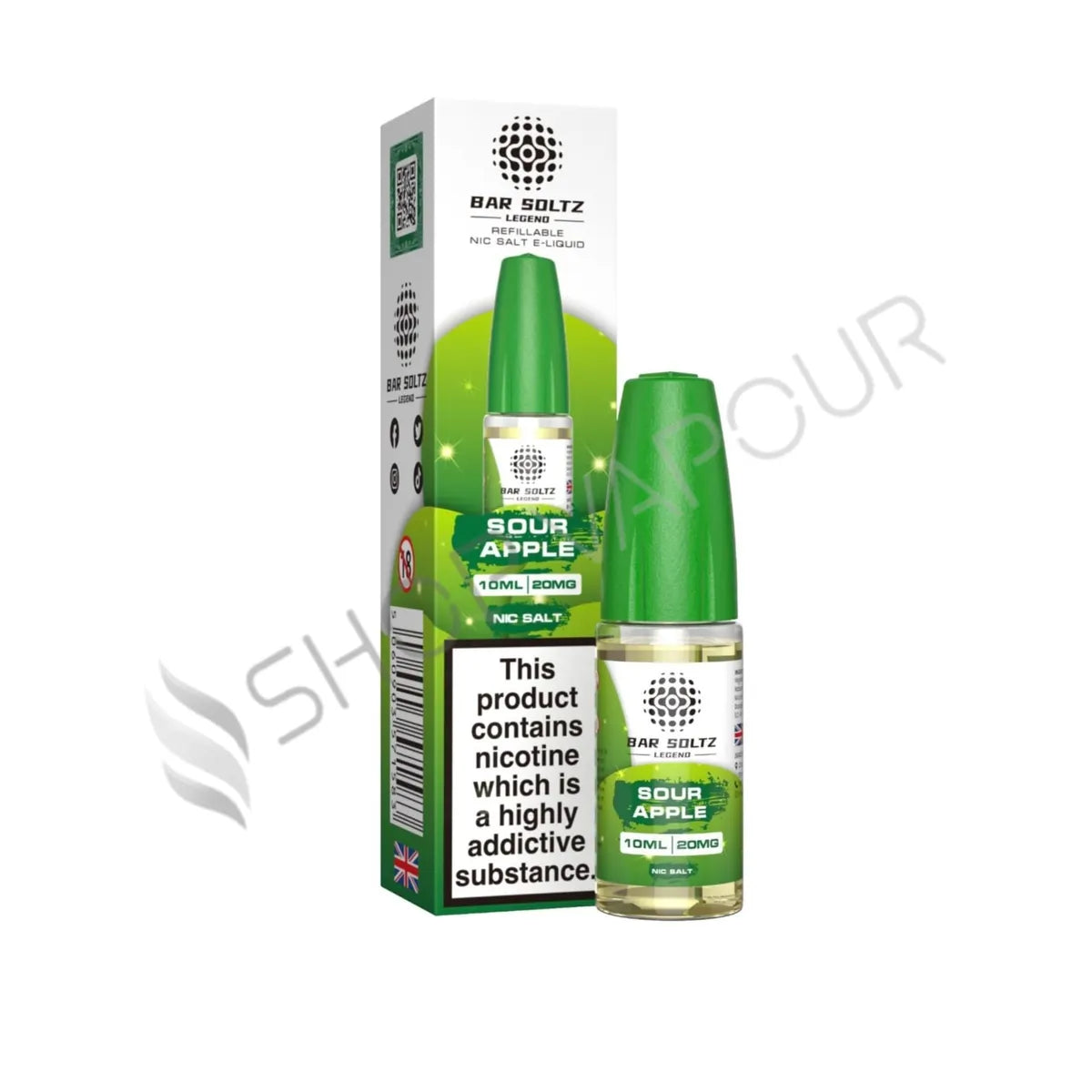 Sour Apple Nic Salt E-Liquid by Bar Soltz Legend