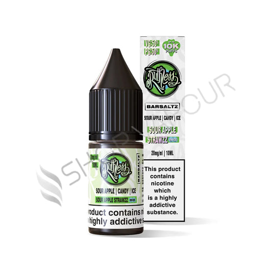 Sour Apple Strawzz On Ice Nic Salt E-Liquid by Ruthless Bar Saltz