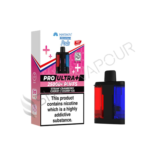 Straw Cranberry Cherry / Cherry Ice Pro Ultra Plus 25K Prefilled Pod & Refill by Hayati