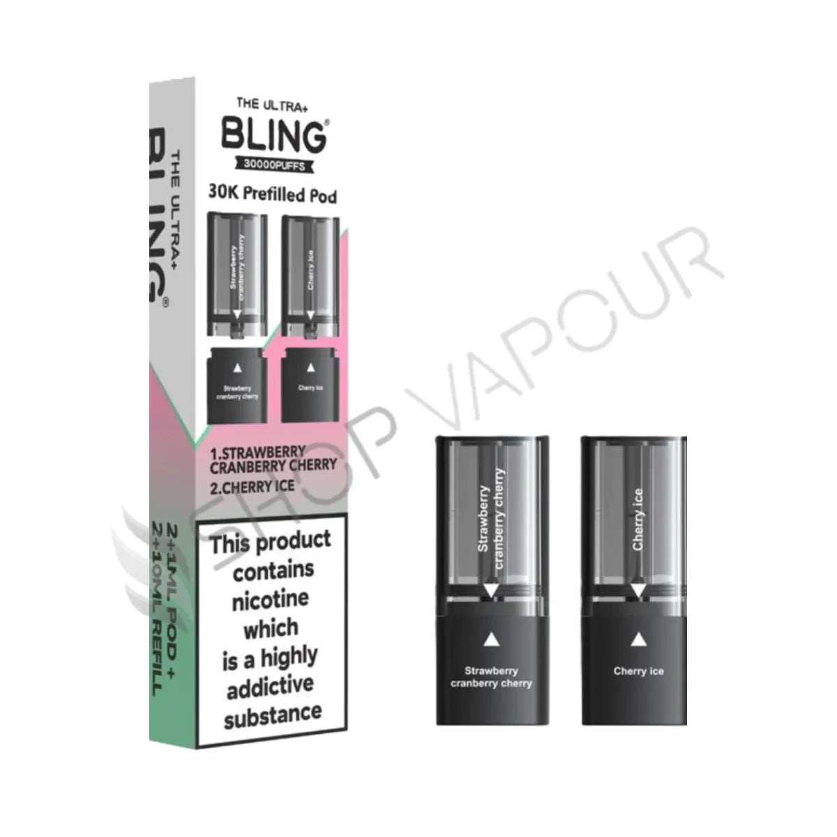 Strawberry Cranberry Cherry / Cherry Ice Mint Ultra Plus 30K Prefilled Pod & Refill by The Bling