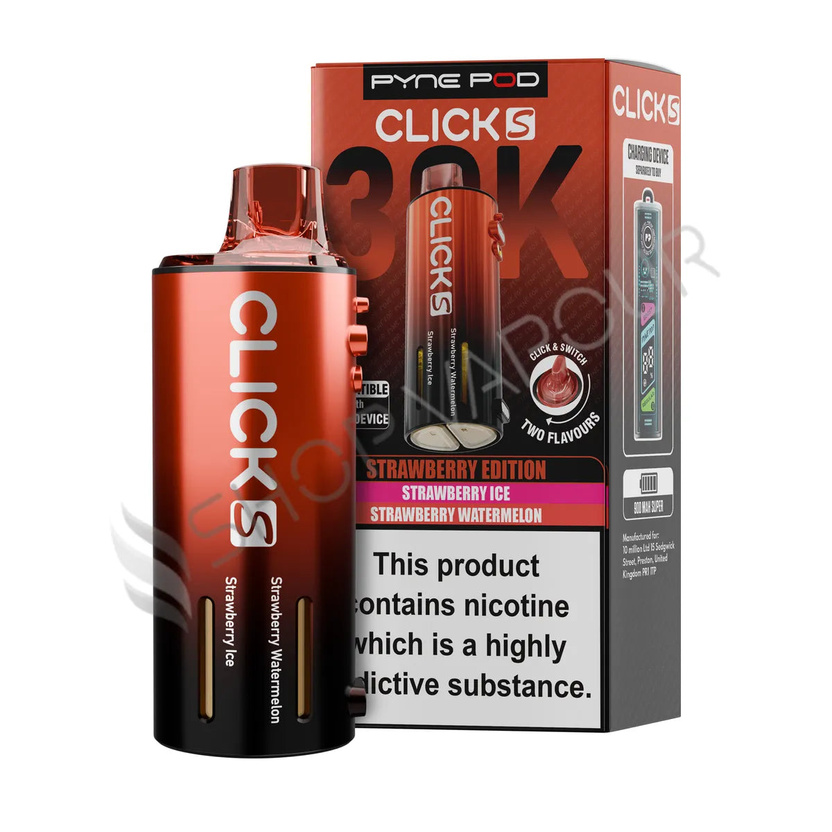 Strawberry Edition Click S 30K Prefilled Pod & Refill by Pyne Pod