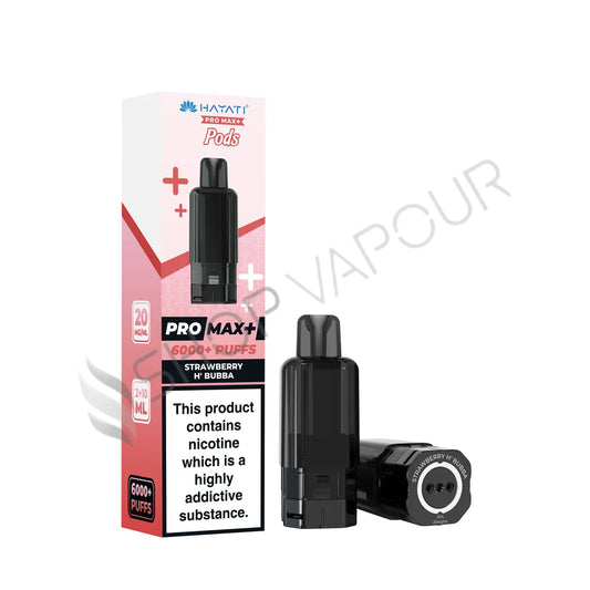 Strawberry H'Bubba Pro Max Plus 6000 Prefilled Pod & Refill by Hayati