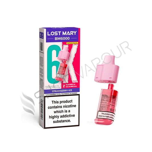 Strawberry Ice BM6000 Prefilled Pod & Refill by Lost Mary