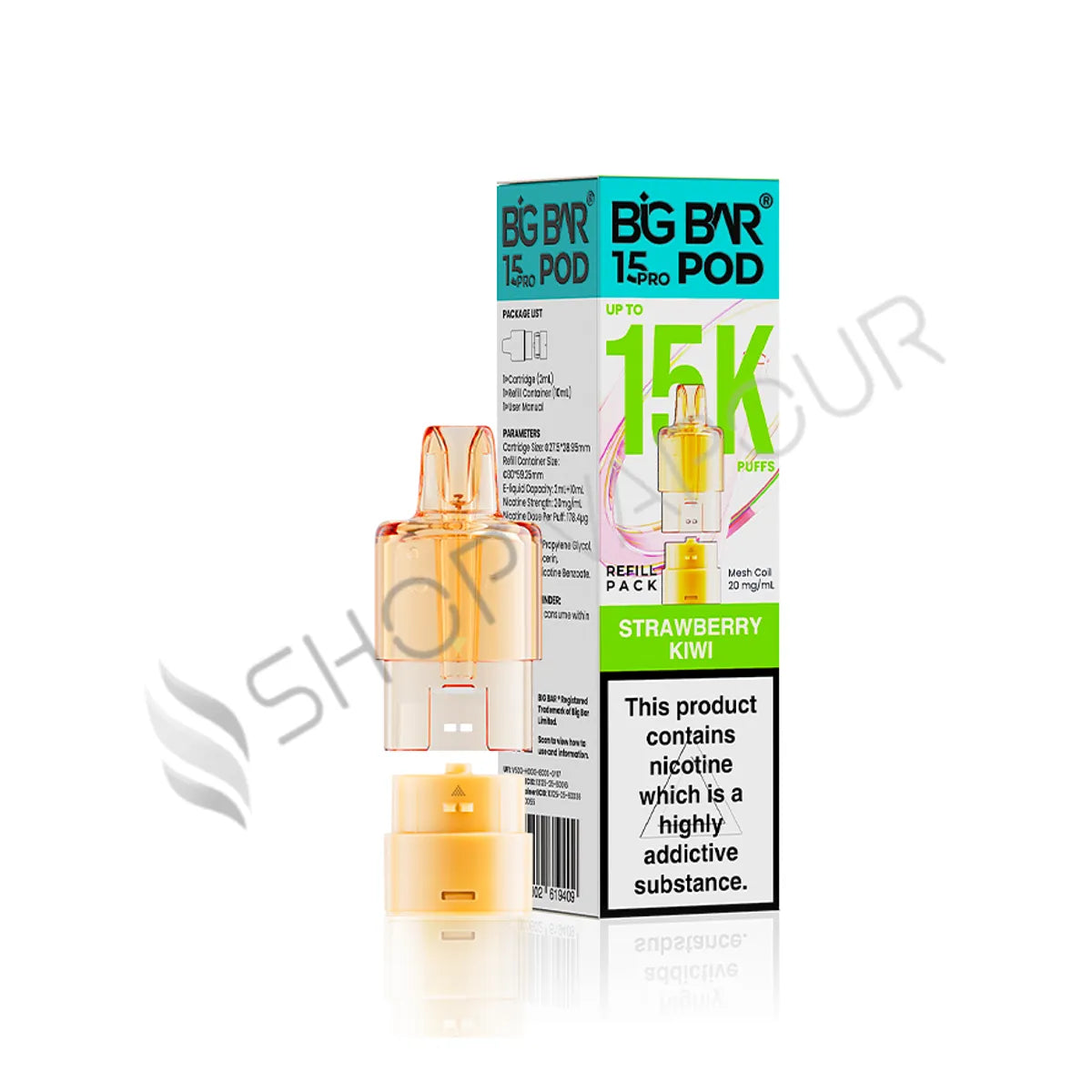 Strawberry Kiwi 15K Pro Prefilled Pod & Refill by Big Bar