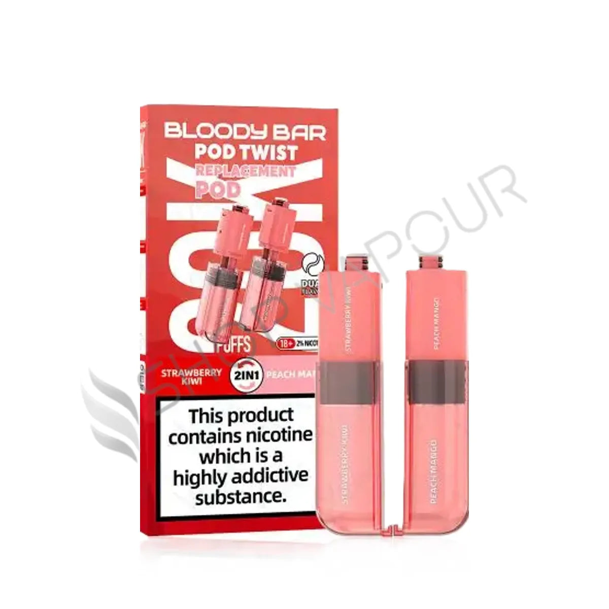 Strawberry Kiwi / Peach Mango Ultra Twist 20K Prefilled Pod & Refill by Bloody Bar