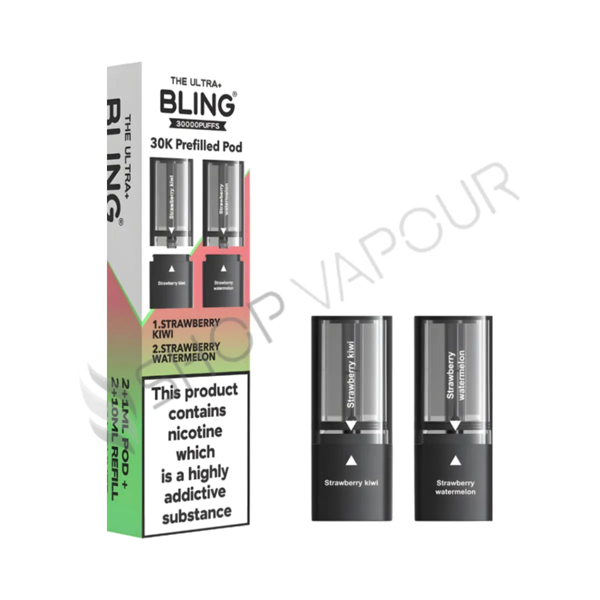 Strawberry Kiwi / Strawberry Watermelon Ultra Plus 30K Prefilled Pod & Refill by The Bling