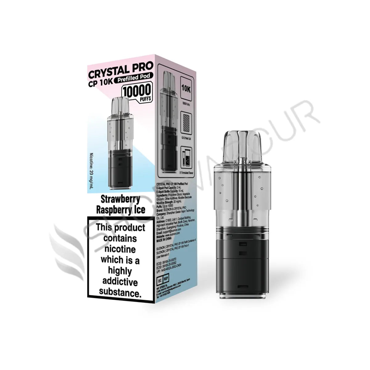 Strawberry Raspberry Ice CP 10K Prefilled Pod & Refill by Crystal Pro