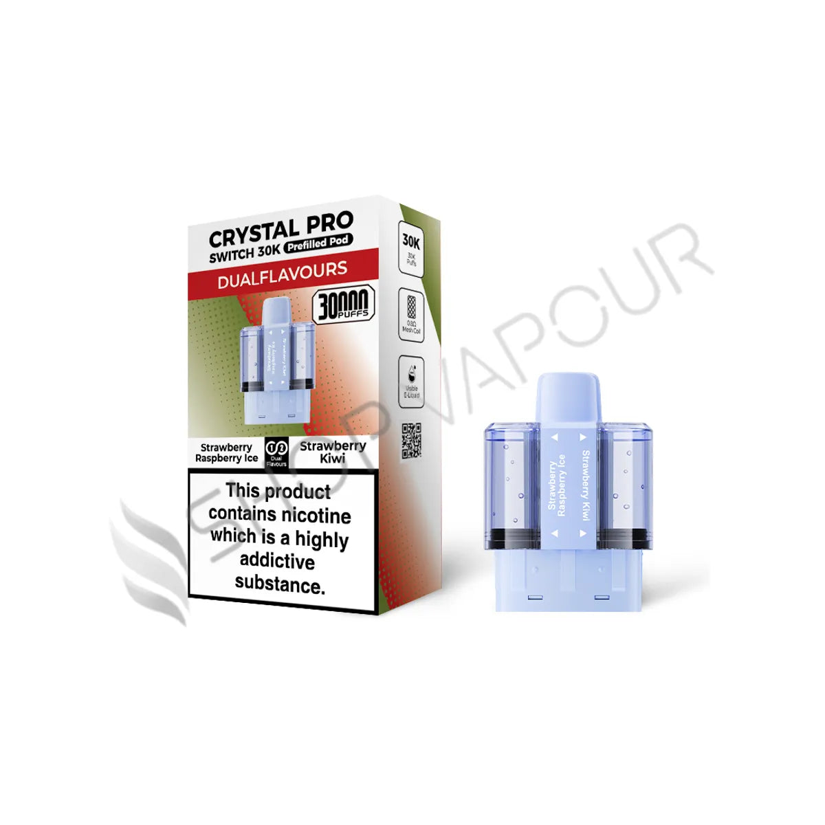 Strawberry Raspberry Ice / Strawberry Kiwi Switch 30K Prefilled Pods by Crystal Pro