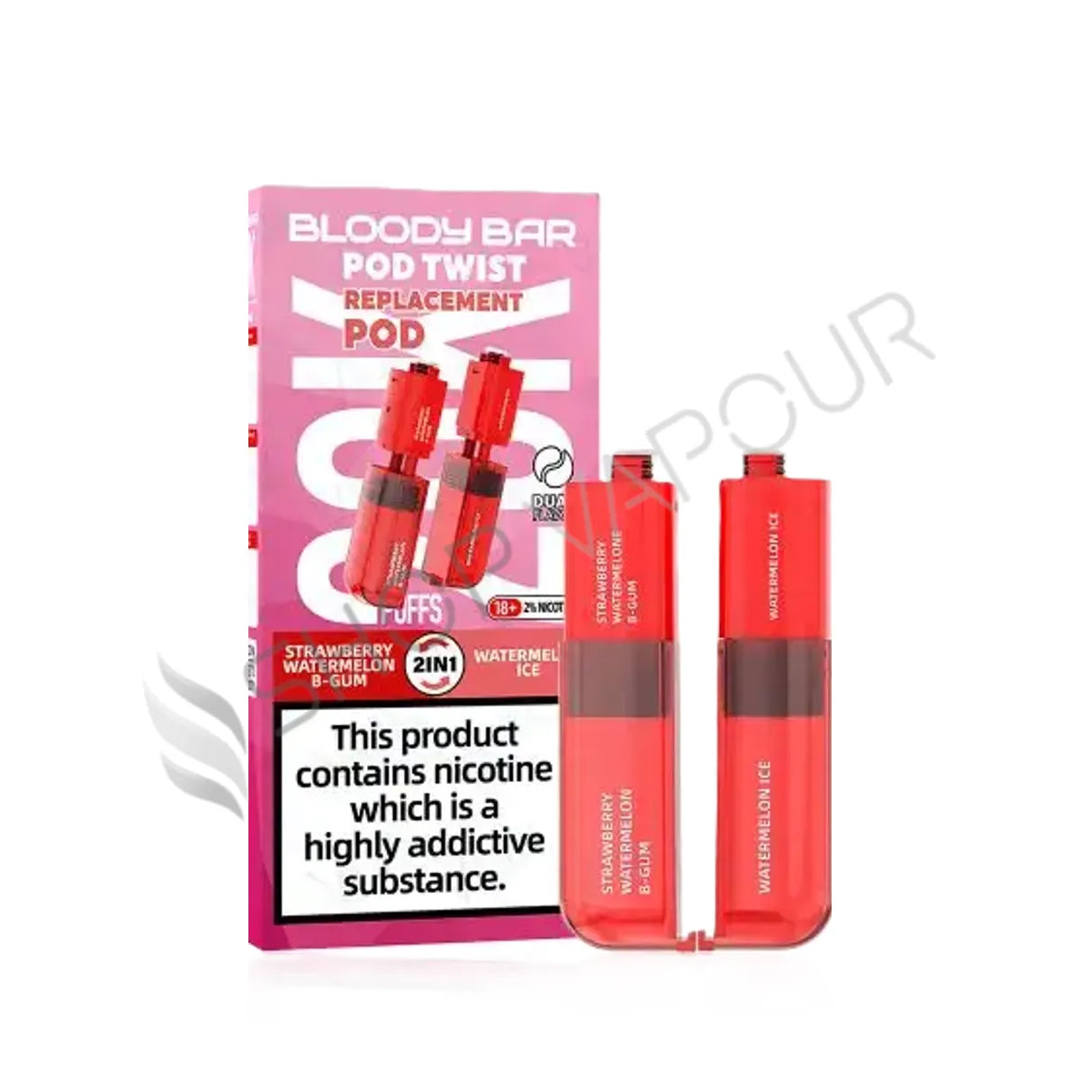 Strawberry Watermelon B-Gum / Watermelon Ice Ultra Twist 20K Prefilled Pod & Refill by Bloody Bar