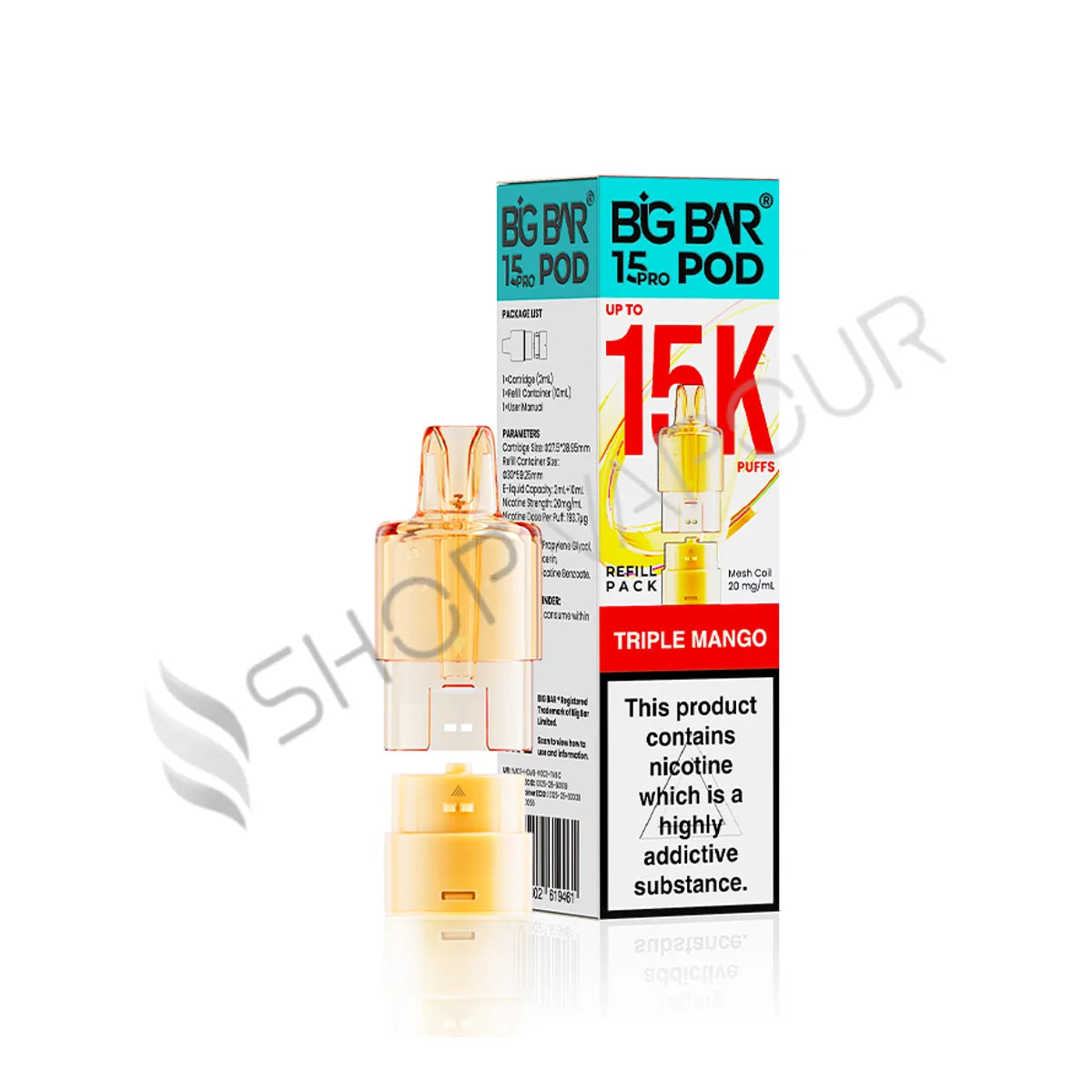 Triple Mango 15K Pro Prefilled Pod & Refill by Big Bar