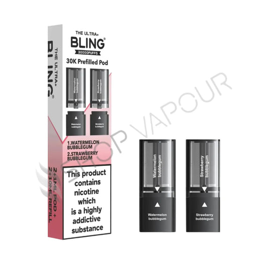 Watermelon Bubblegum / Strawberry Bubblegum Ultra Plus 30K Prefilled Pod & Refill by The Bling