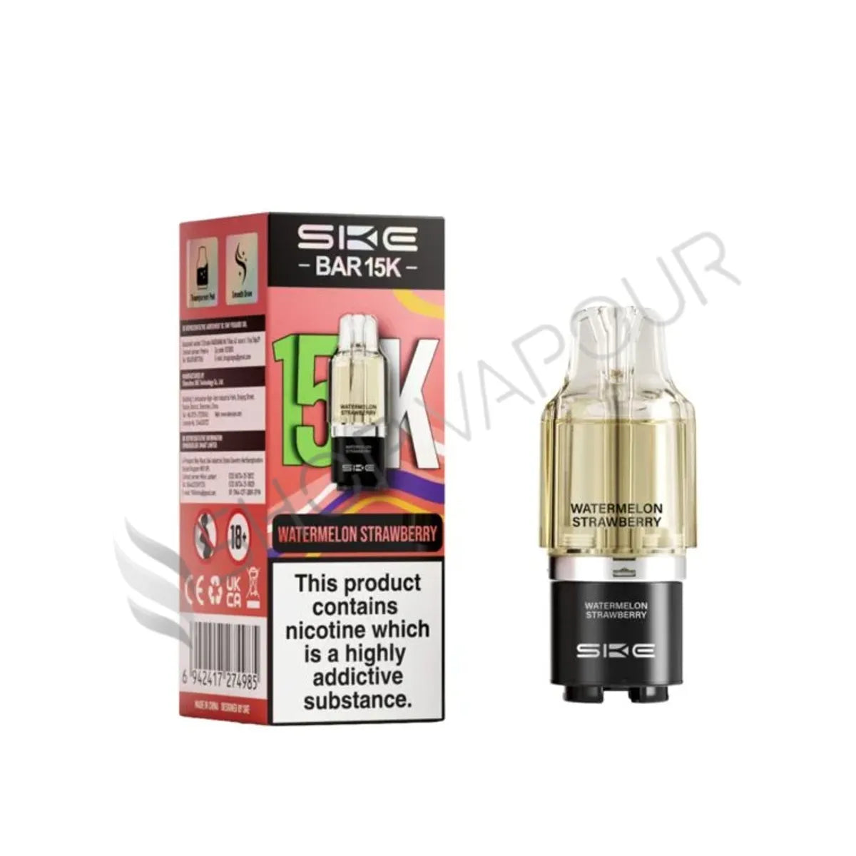 Watermelon Strawberry Bar 15K Prefilled Pod & Refill by SKE