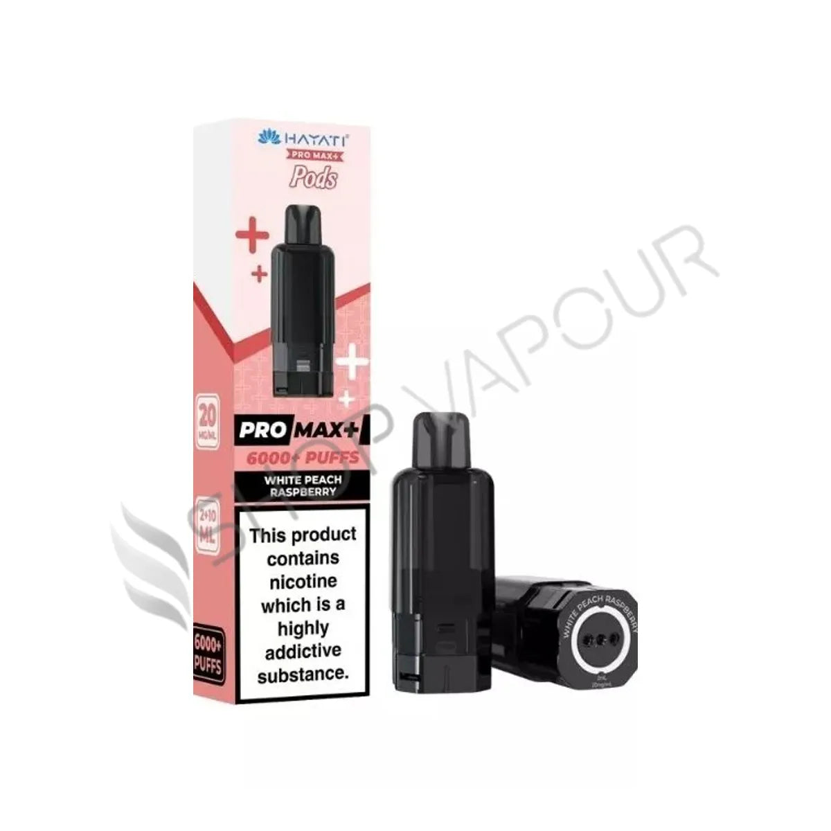 White Peach Raspberry Pro Max Plus 6000 Prefilled Pod & Refill by Hayati