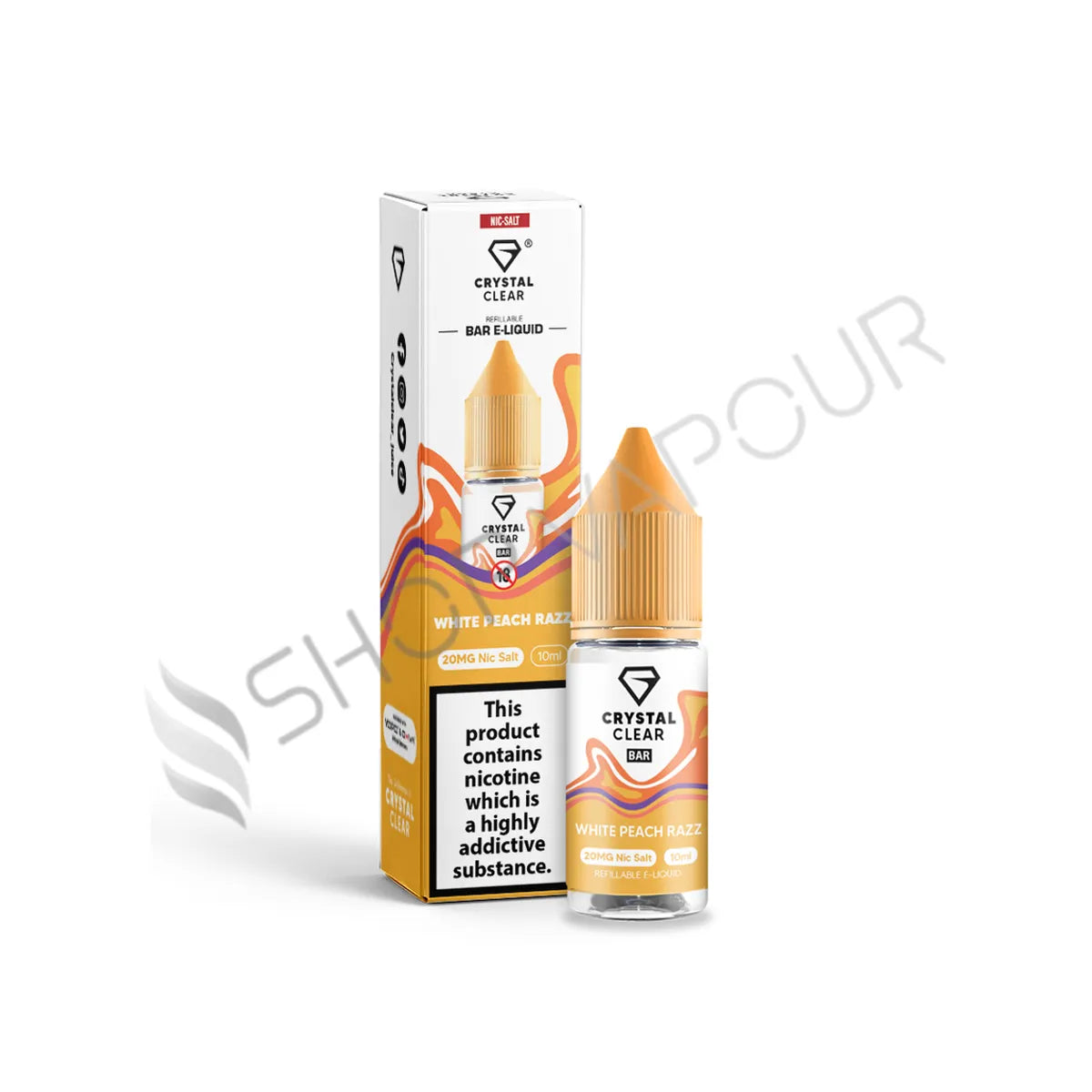 White Peach Razz Bar Salts Nic Salt by Crystal Clear