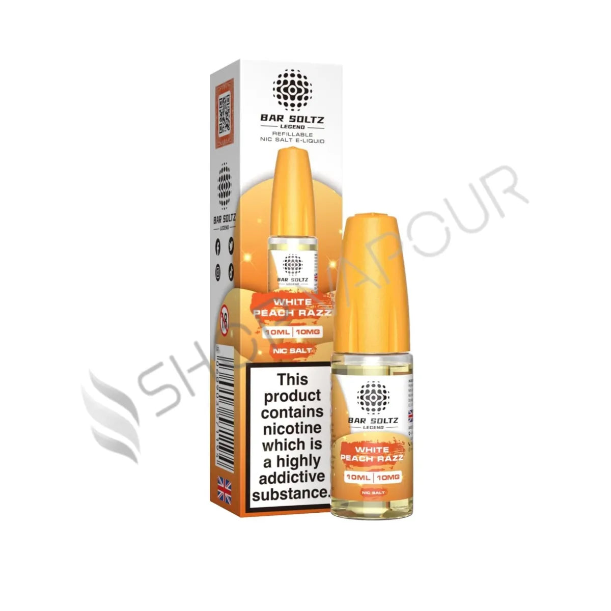 White Peach Razz Nic Salt E-Liquid by Bar Soltz Legend
